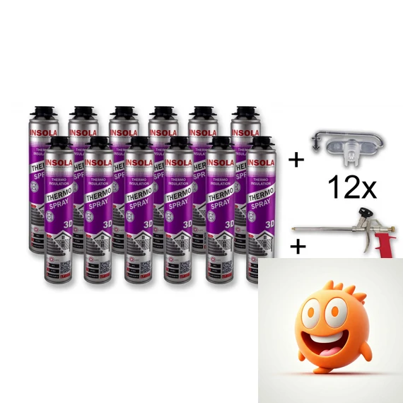 Komplett hőszigetelő készlet INSOLA Thermo Spray 3D (12 darab) + ajándék INSOLA pisztoly + szögfúvóka